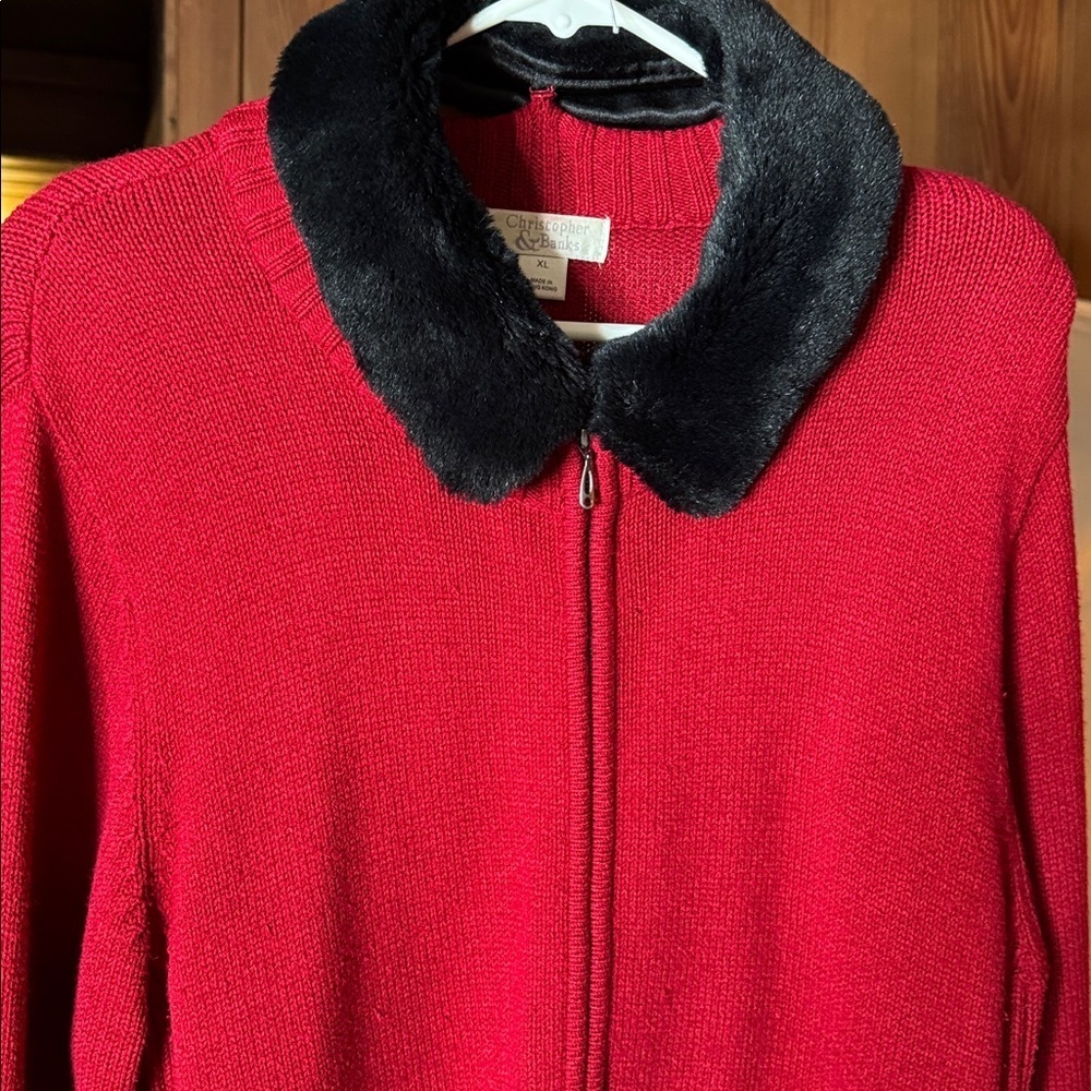 Charter Club Women's Red and Black Cardigan Sweater - Picture 2 of 9